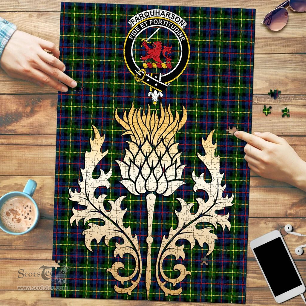 Scottish Farquharson Modern Clan Tartan Puzzle - Thistle Gold Style Scottish Plaid Tartan Plaid