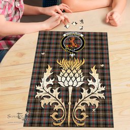 Scottish Sutherland Weathered Clan Tartan Puzzle - Thistle Gold Style Scottish Plaid Tartan Plaid