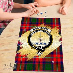 Scottish Charteris Clan Tartan Puzzle - Gold Style Scottish Plaid Tartan Plaid