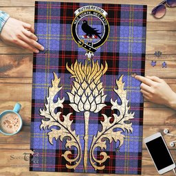 Scottish Rutherford Clan Tartan Puzzle - Thistle Gold Style Scottish Plaid Tartan Plaid