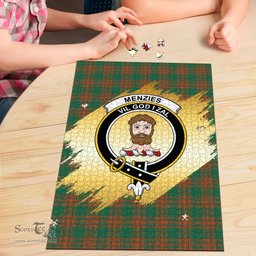 Scottish Menzies Green Ancient Clan Tartan Puzzle - Gold Style Scottish Plaid Tartan Plaid