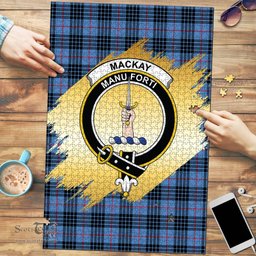 Scottish MacKay Blue Clan Tartan Puzzle - Gold Style Scottish Plaid Tartan Plaid