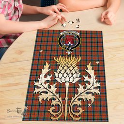 Scottish MacNaughton Ancient Clan Tartan Puzzle - Thistle Gold Style Scottish Plaid Tartan Plaid