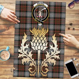 Scottish MacRae Hunting Weathered Clan Tartan Puzzle - Thistle Gold Style Scottish Plaid Tartan Plaid
