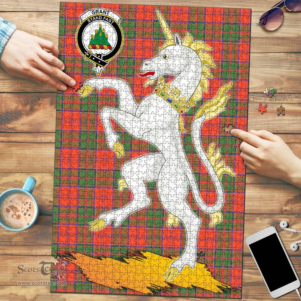 Scottish Grant Ancient Clan Tartan Puzzle - Unicorn Style Scottish Plaid Tartan Plaid