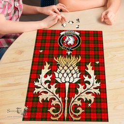 Scottish Dunbar Modern Clan Tartan Puzzle - Thistle Gold Style Scottish Plaid Tartan Plaid