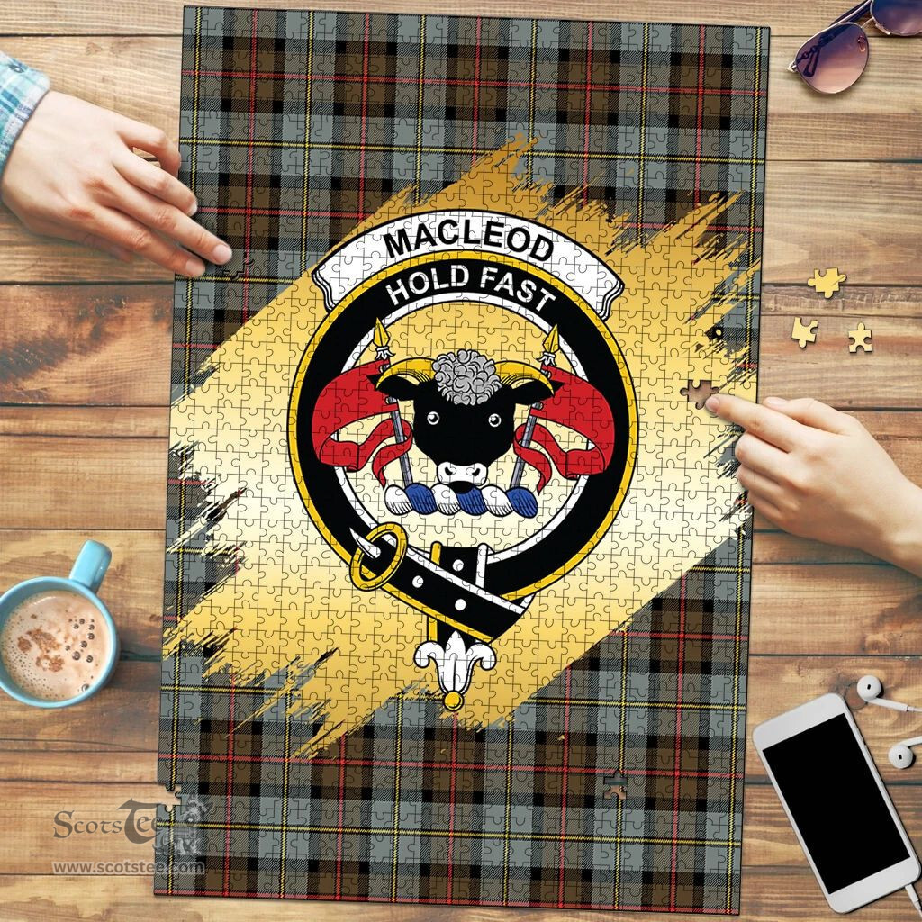 Scottish MacLeod of Harris Weathered Clan Tartan Puzzle - Gold Style Scottish Plaid Tartan Plaid