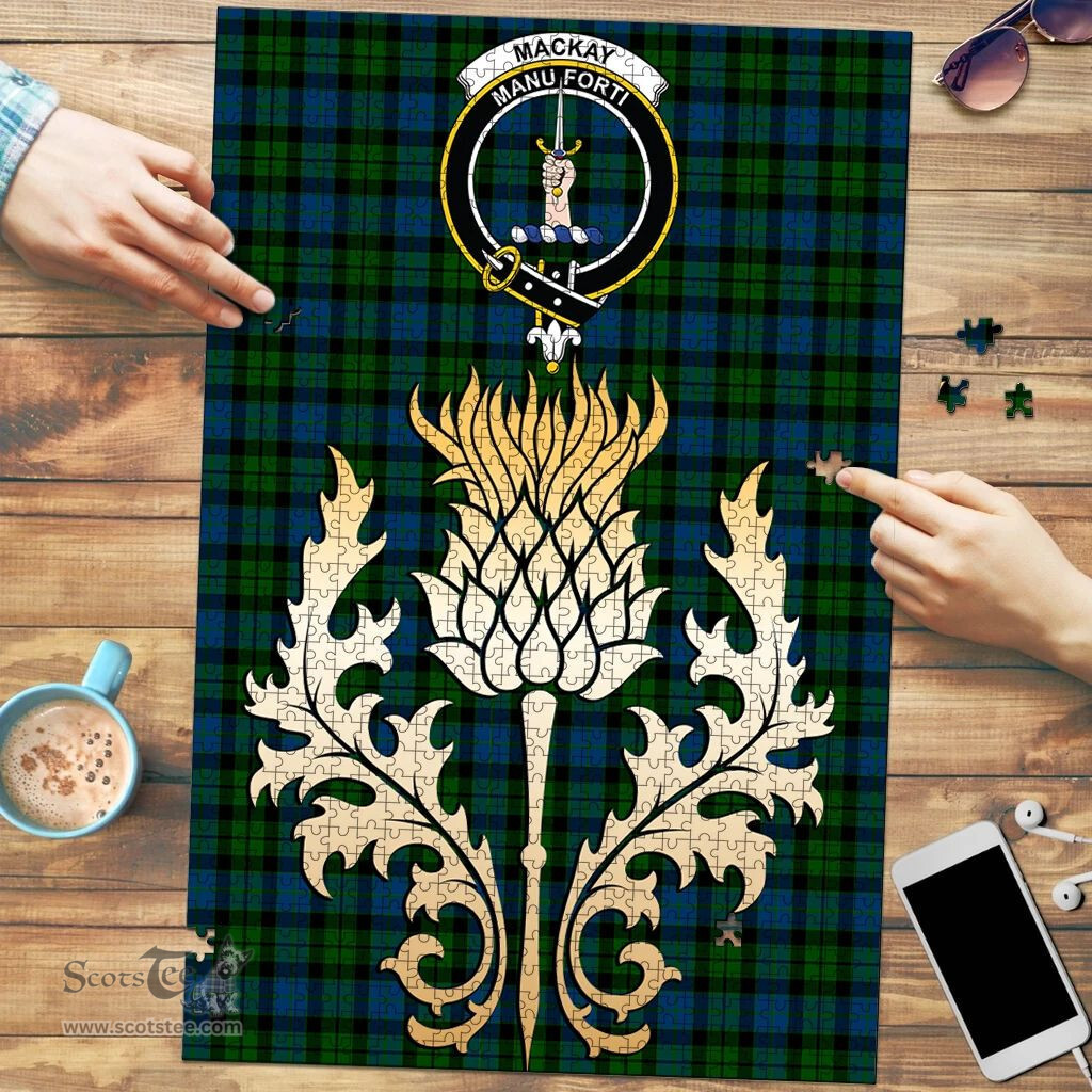 Scottish MacKay Modern Clan Tartan Puzzle - Thistle Gold Style Scottish Plaid Tartan Plaid