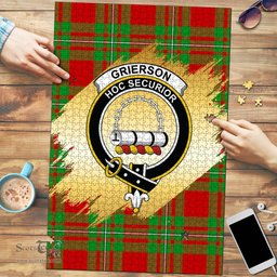 Scottish Grierson Clan Tartan Puzzle - Gold Style Scottish Plaid Tartan Plaid