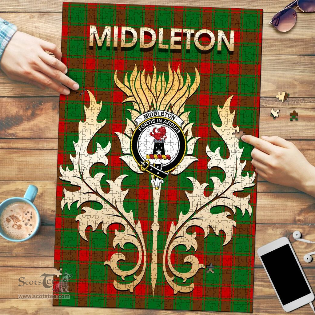 Scottish Middleton Modern Clan Tartan Puzzle - Thistle Scotland Style Scottish Plaid Tartan Plaid