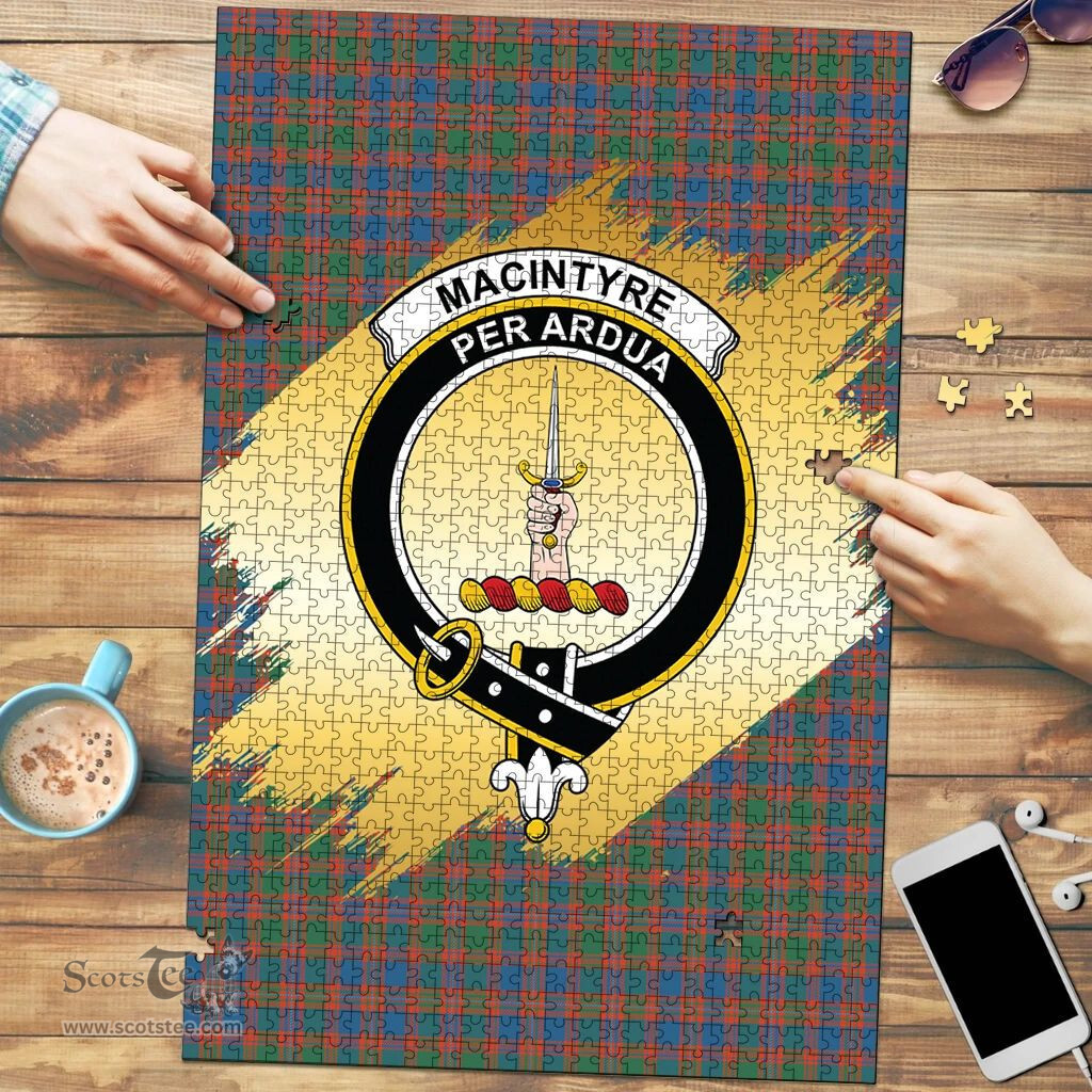 Scottish MacIntyre Ancient Clan Tartan Puzzle - Gold Style Scottish Plaid Tartan Plaid