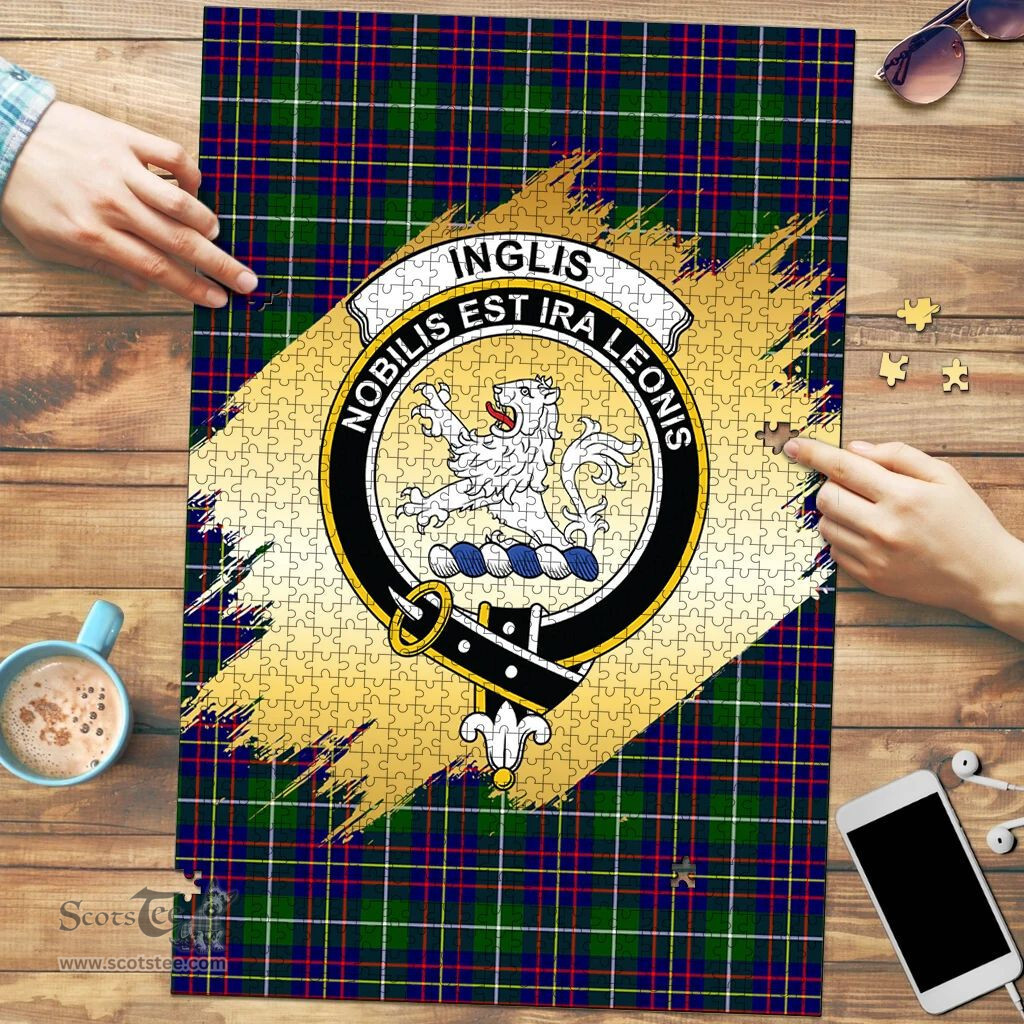 Scottish Inglis Modern Clan Tartan Puzzle - Gold Style Scottish Plaid Tartan Plaid