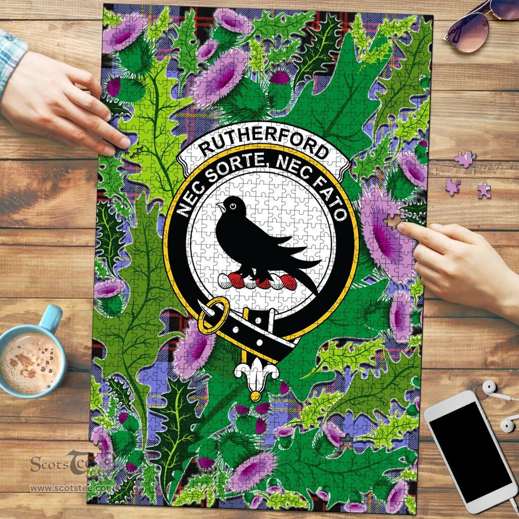 Scottish Rutherford Clan Tartan Puzzle - Thistle Pattern Style Scottish Plaid Tartan Plaid