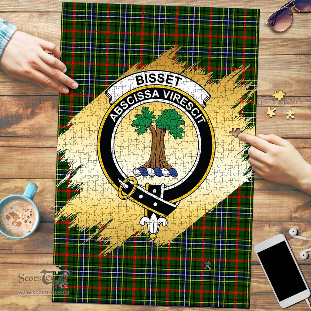 Scottish Bisset Clan Tartan Puzzle - Gold Style Scottish Plaid Tartan Plaid