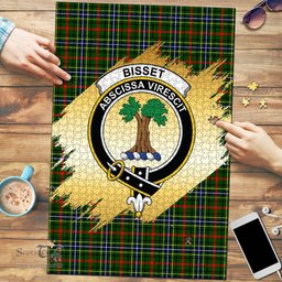 Scottish Bisset Clan Tartan Puzzle - Gold Style Scottish Plaid Tartan Plaid