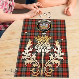 Scottish MacLachlan Weathered Clan Tartan Puzzle - Thistle Gold Style Scottish Plaid Tartan Plaid
