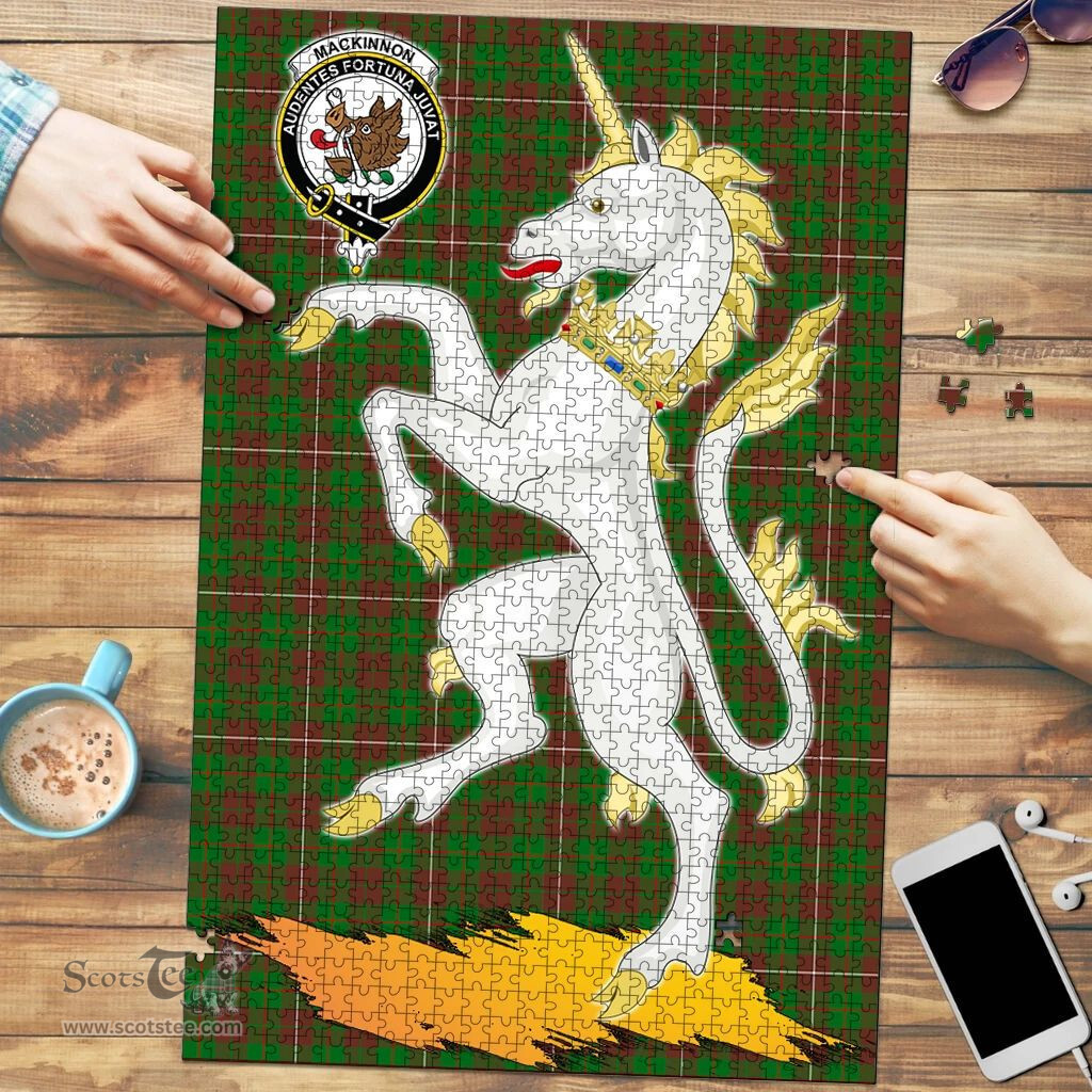 Scottish MacKinnon Hunting Modern Clan Tartan Puzzle - Unicorn Style Scottish Plaid Tartan Plaid