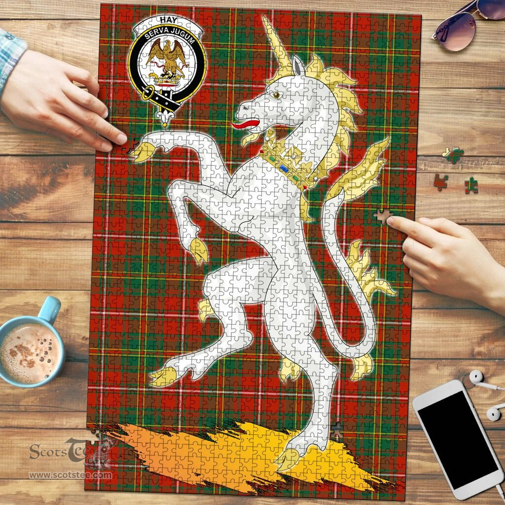 Scottish Hay Ancient Clan Tartan Puzzle - Unicorn Style Scottish Plaid Tartan Plaid