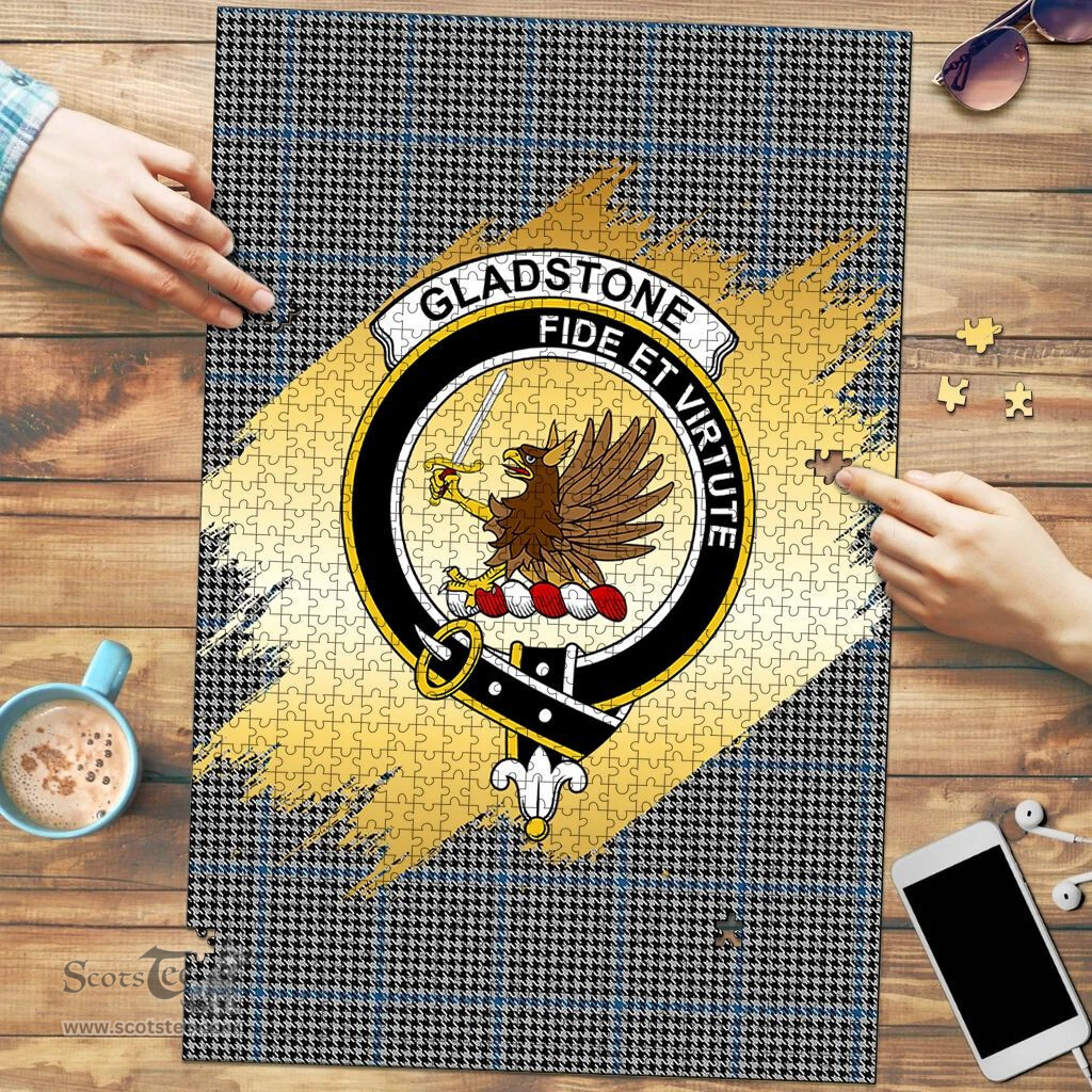 Scottish Gladstone Clan Tartan Puzzle - Gold Style Scottish Plaid Tartan Plaid