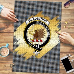 Scottish Gladstone Clan Tartan Puzzle - Gold Style Scottish Plaid Tartan Plaid