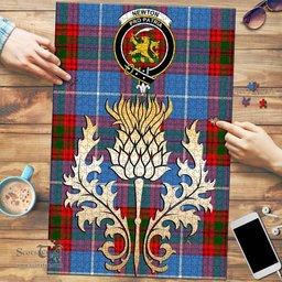 Scottish Newton Clan Tartan Puzzle - Thistle Gold Style Scottish Plaid Tartan Plaid