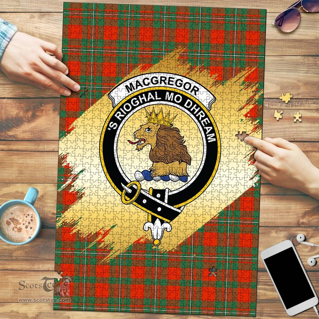 Scottish MacGregor Ancient Clan Tartan Puzzle - Gold Style Scottish Plaid Tartan Plaid