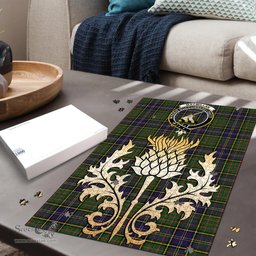 Scottish MacMillan Hunting Modern Clan Tartan Puzzle - Thistle Gold Style Scottish Plaid Tartan Plaid