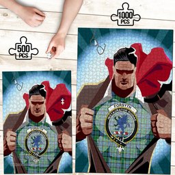 Scottish Forsyth Ancient Clan Tartan Puzzle - Supper Hero Style Scottish Plaid Tartan Plaid