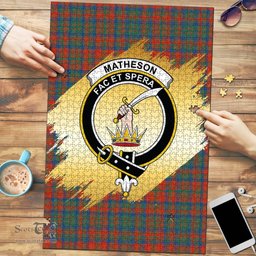 Scottish Matheson Ancient Clan Tartan Puzzle - Gold Style Scottish Plaid Tartan Plaid