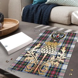 Scottish Dennistoun Clan Tartan Puzzle - Thistle Gold Style Scottish Plaid Tartan Plaid