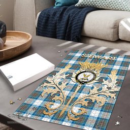 Scottish Stewart Muted Blue Clan Tartan Puzzle - Thistle Scotland Style Scottish Plaid Tartan Plaid
