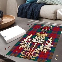 Scottish Auchinleck Clan Tartan Puzzle - Thistle Gold Style Scottish Plaid Tartan Plaid