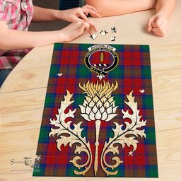 Scottish Auchinleck Clan Tartan Puzzle - Thistle Gold Style Scottish Plaid Tartan Plaid