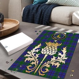Scottish Strachan Clan Tartan Puzzle - Thistle Gold Style Scottish Plaid Tartan Plaid