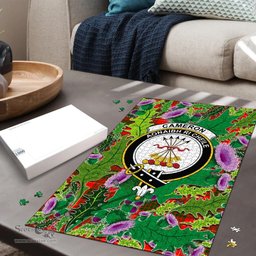 Scottish Cameron Modern Clan Tartan Puzzle - Thistle Pattern Style Scottish Plaid Tartan Plaid