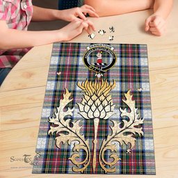 Scottish Dennistoun Clan Tartan Puzzle - Thistle Gold Style Scottish Plaid Tartan Plaid