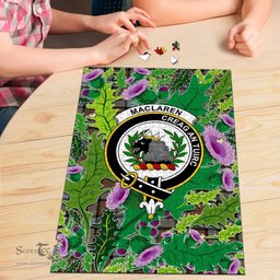 Scottish MacLaren Weathered Clan Tartan Puzzle - Thistle Pattern Style Scottish Plaid Tartan Plaid