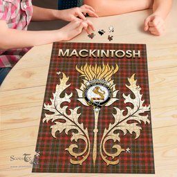 Scottish MacKintosh Hunting Weathered Clan Tartan Puzzle - Thistle Scotland Style Scottish Plaid Tartan Plaid