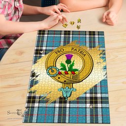 Scottish Thomson Clan Tartan Puzzle - Gold Style Scottish Plaid Tartan Plaid