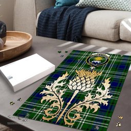 Scottish Purves Clan Tartan Puzzle - Thistle Gold Style Scottish Plaid Tartan Plaid