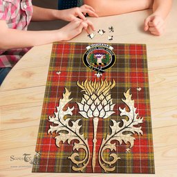 Scottish Buchanan Old Set Weathered Clan Tartan Puzzle - Thistle Gold Style Scottish Plaid Tartan Plaid
