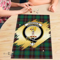 Scottish Chisholm Hunting Ancient Clan Tartan Puzzle - Gold Style Scottish Plaid Tartan Plaid