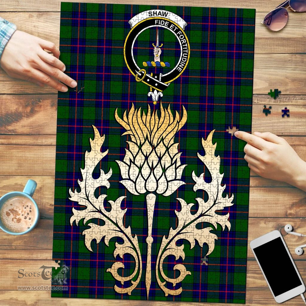 Scottish Shaw Modern Clan Tartan Puzzle - Thistle Gold Style Scottish Plaid Tartan Plaid