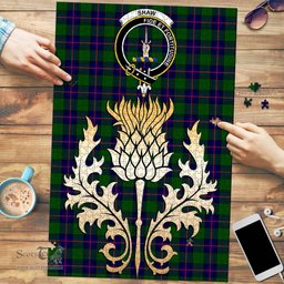 Scottish Shaw Modern Clan Tartan Puzzle - Thistle Gold Style Scottish Plaid Tartan Plaid