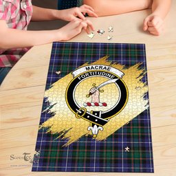 Scottish MacRae Hunting Modern Clan Tartan Puzzle - Gold Style Scottish Plaid Tartan Plaid