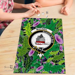 Scottish MacNeil of Barra Modern Clan Tartan Puzzle - Thistle Pattern Style Scottish Plaid Tartan Plaid