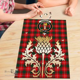 Scottish Chisholm Modern Clan Tartan Puzzle - Thistle Gold Style Scottish Plaid Tartan Plaid
