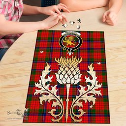 Scottish Nicolson Modern Clan Tartan Puzzle - Thistle Gold Style Scottish Plaid Tartan Plaid