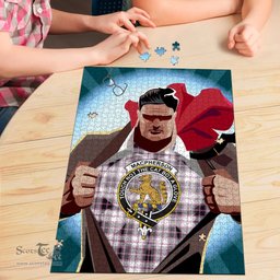 Scottish MacPherson Hunting Modern Clan Tartan Puzzle - Supper Hero Style Scottish Plaid Tartan Plaid