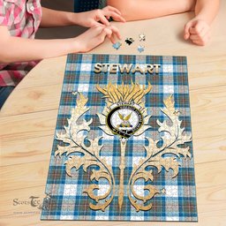 Scottish Stewart Muted Blue Clan Tartan Puzzle - Thistle Scotland Style Scottish Plaid Tartan Plaid